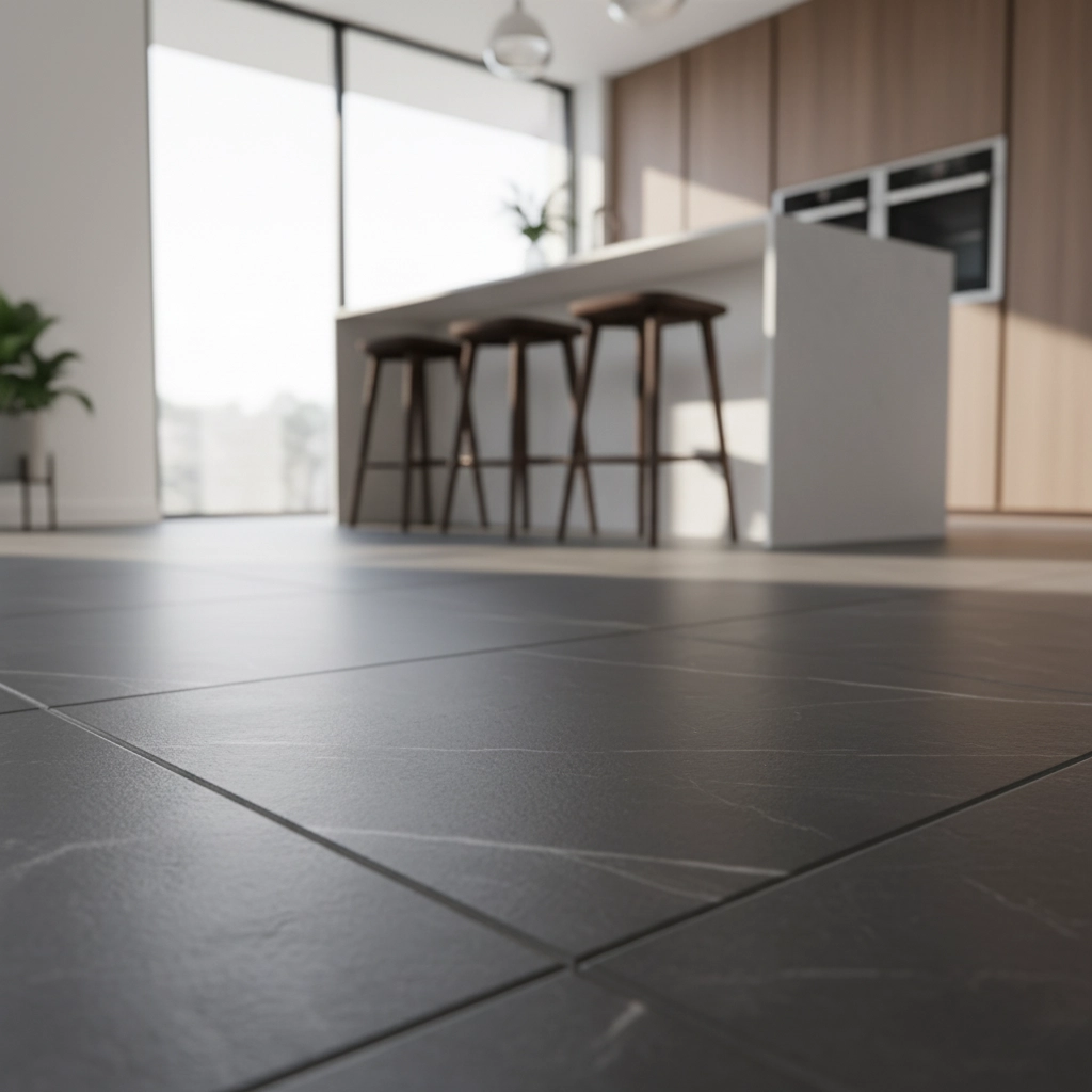 Revêtement de sol LVT haut de gamme avec effet bois réaliste.